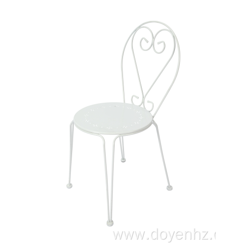 Bistro Unfoldable Wrought Iron Chair with Pattern Seat